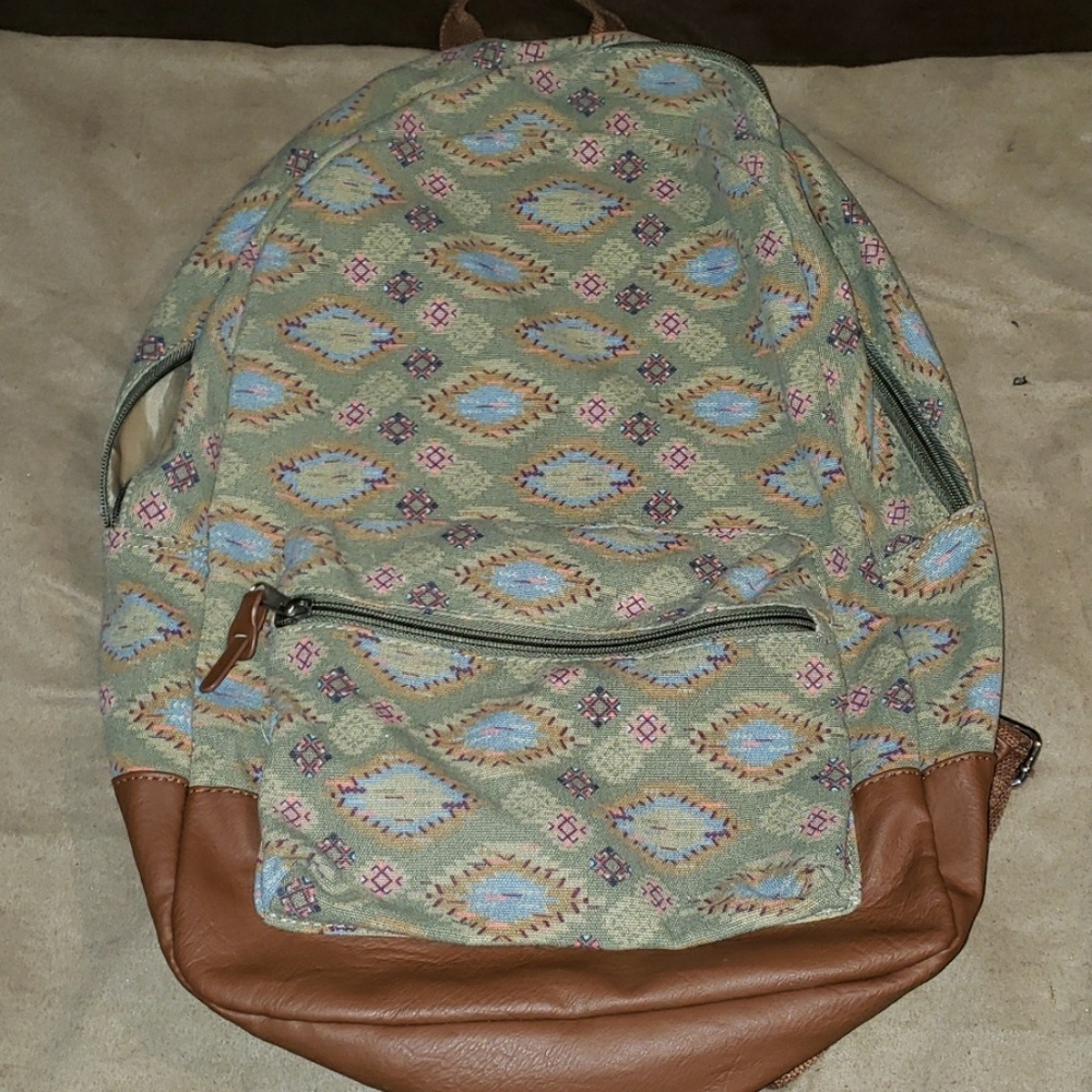 Green printed backpack